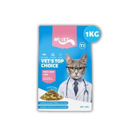 Hạt Cho Mèo Trưởng Thành Mr.Vet Hair And SkinCare - Vị Gà và Cá Hồi 1kg